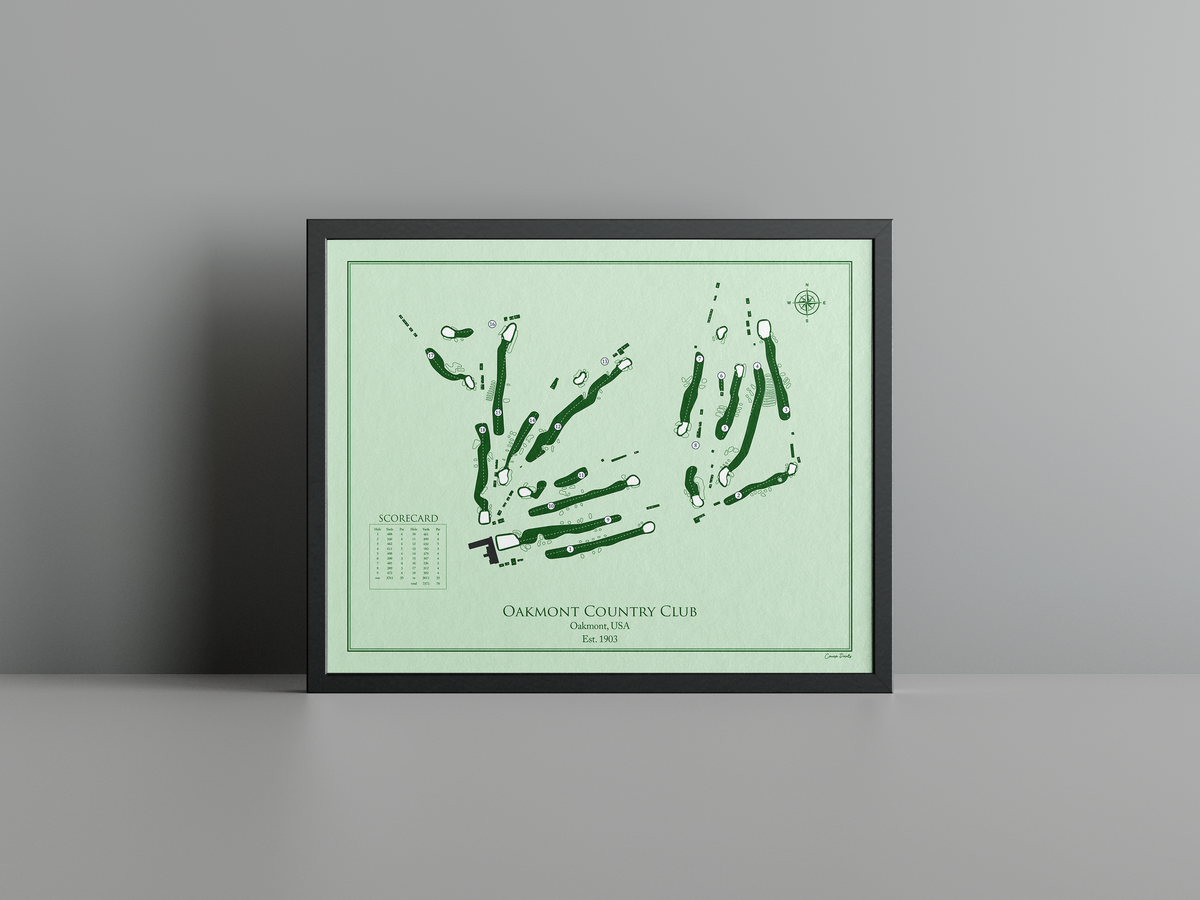 Oakmont Country Club golf course print, green frame