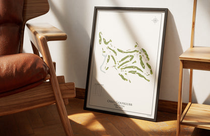 Oslo Golfklubb golf course print, framed 50x70 black frame