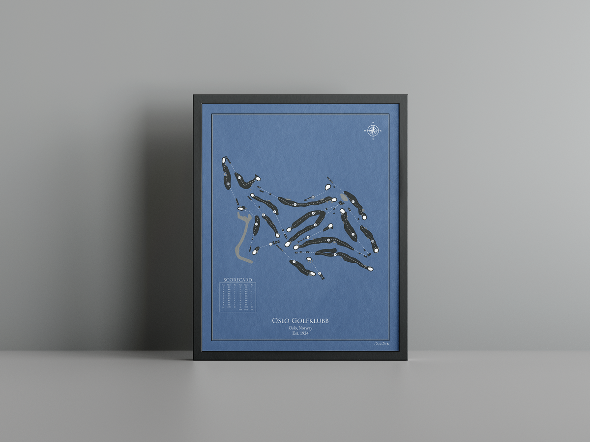 Oslo Golfklubb golf course print, navy frame