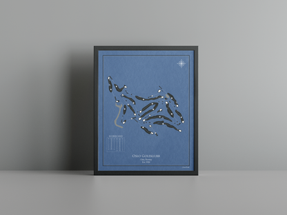 Oslo Golfklubb golf course print, navy frame
