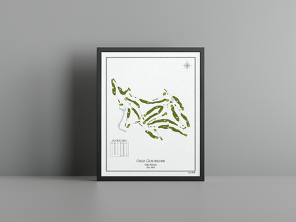 Oslo Golfklubb golf course print, white frame