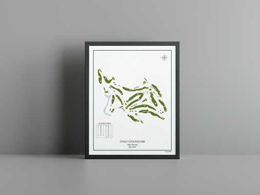 Oslo Golfklubb golf course print, white frame