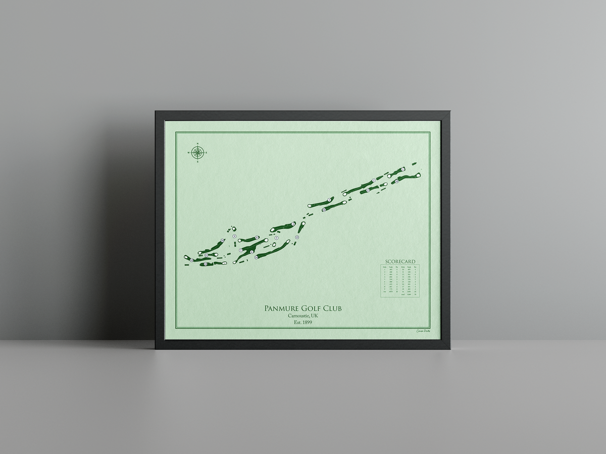 Panmure Golf Club golf course print, green frame