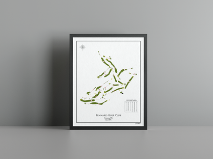 Pennard Golf Club golf course print, white frame