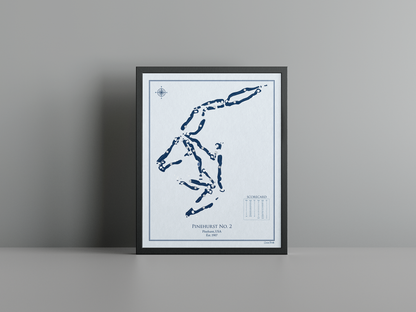 Pinehurst No. 2 golf course print, blue frame