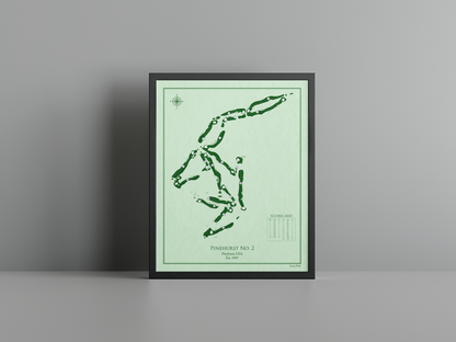 Pinehurst No. 2 golf course print, green frame