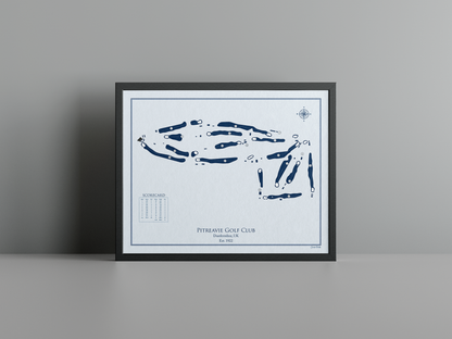 Pitreavie Golf Club golf course print, blue frame