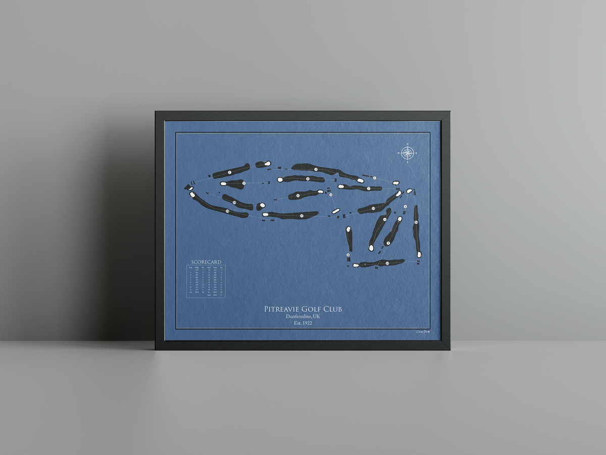 Pitreavie Golf Club golf course print, navy frame
