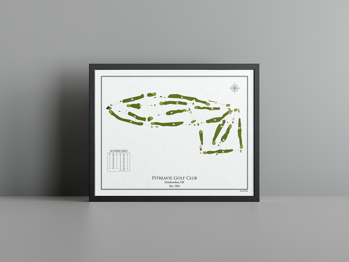 Pitreavie Golf Club golf course print, white frame