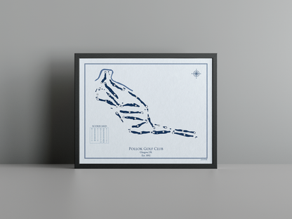 Pollok Golf Club golf course print, blue frame