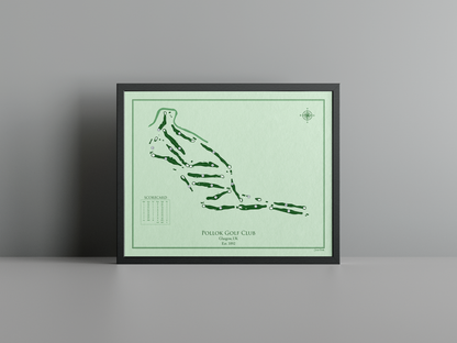 Pollok Golf Club golf course print, green frame