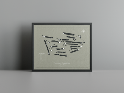 Powfoot Golf Club golf course print, brown frame