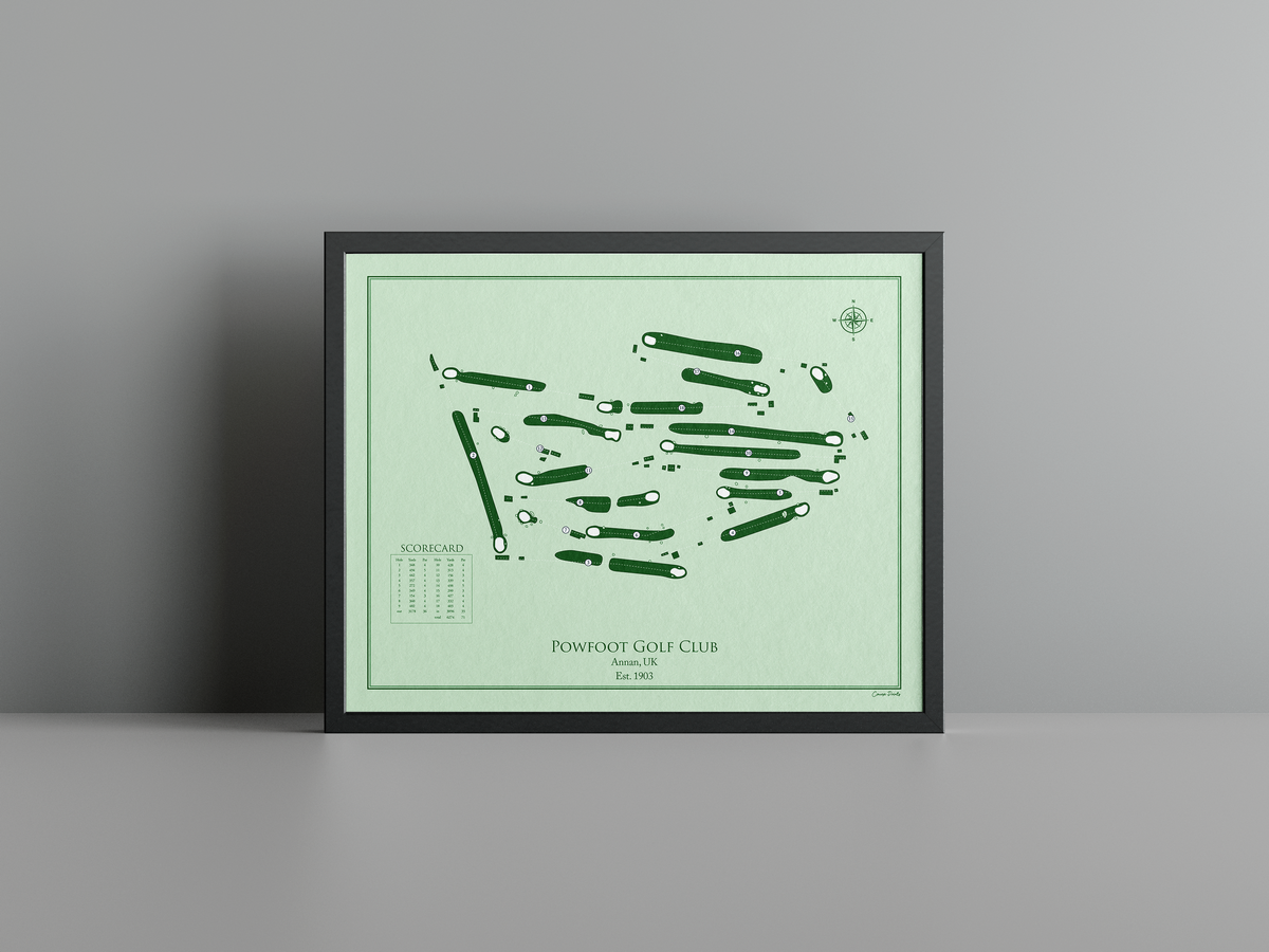 Powfoot Golf Club golf course print, green frame