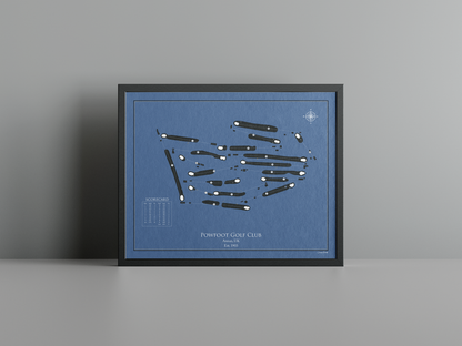 Powfoot Golf Club golf course print, navy frame