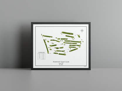 Powfoot Golf Club golf course print, white frame