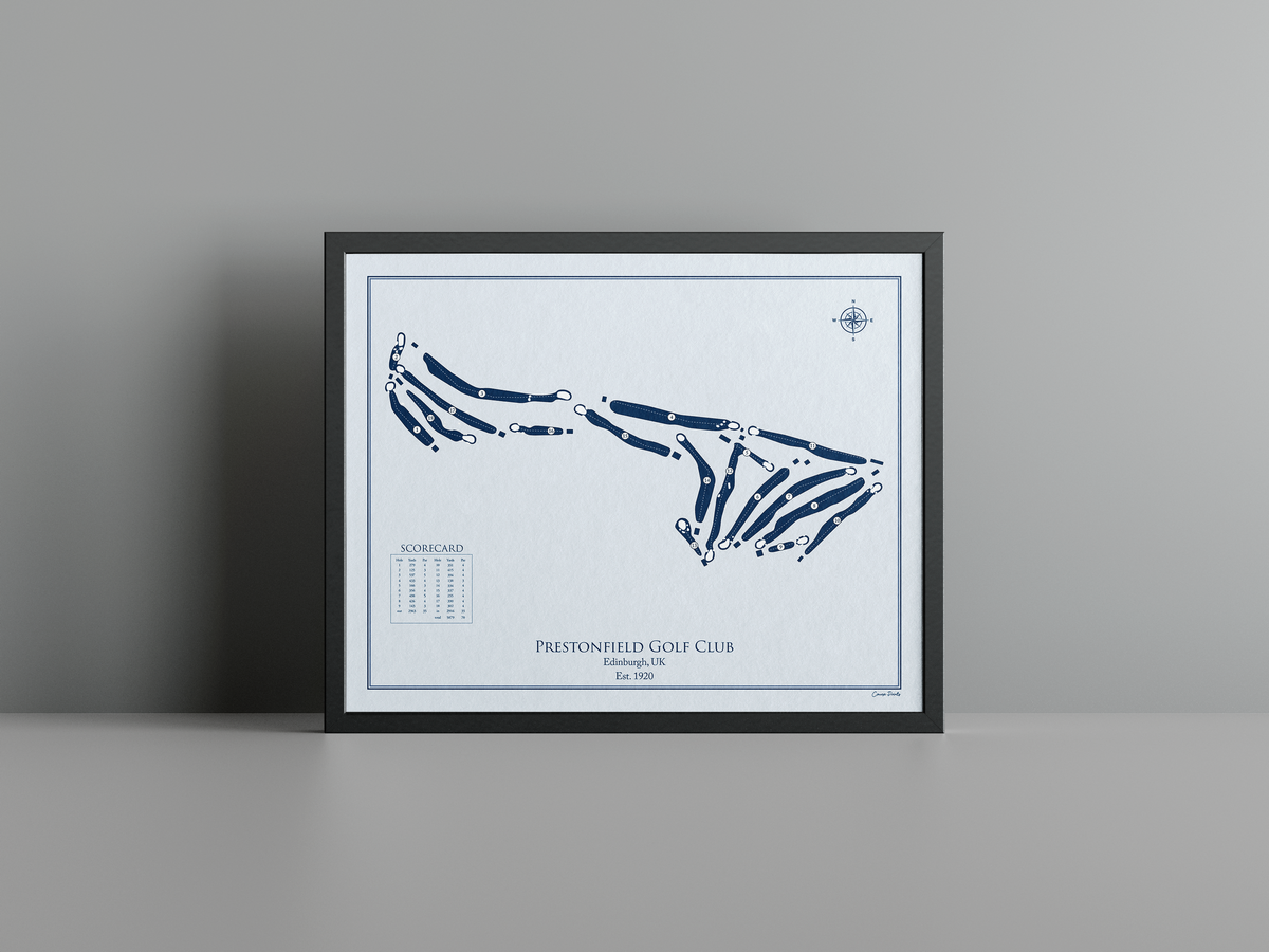 Prestonfield Golf Club golf course print, blue frame