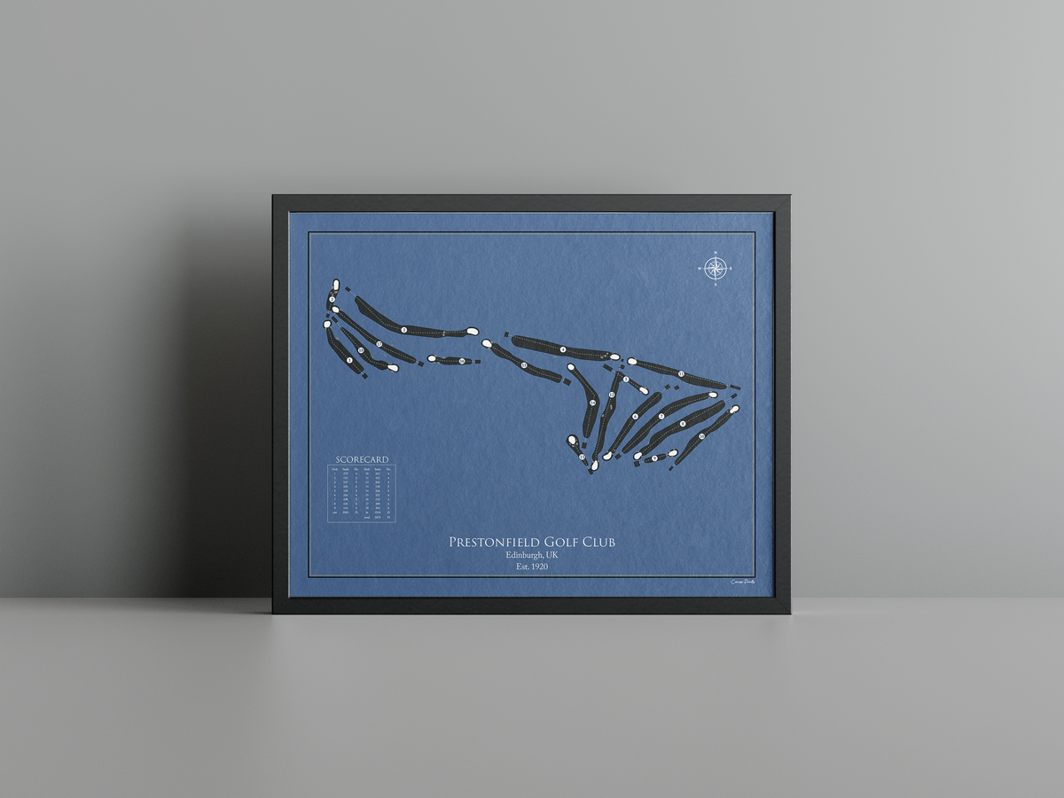 Prestonfield Golf Club golf course print, navy frame