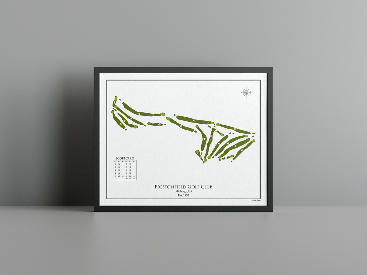 Prestonfield Golf Club golf course print, white frame