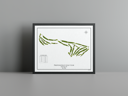 Prestonfield Golf Club golf course print, white frame