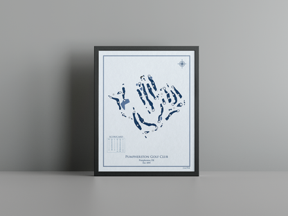 Pumpherston Golf Club golf course print, blue frame