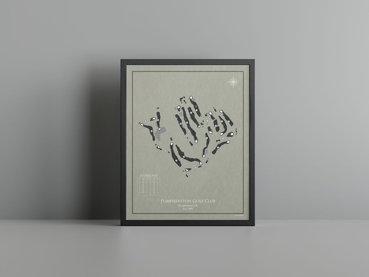 Pumpherston Golf Club golf course print, brown frame