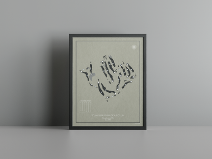 Pumpherston Golf Club golf course print, brown frame