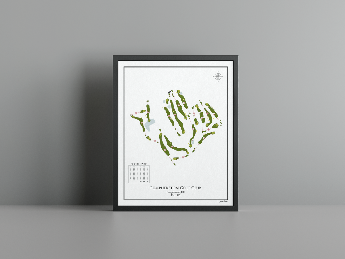 Pumpherston Golf Club golf course print, white frame