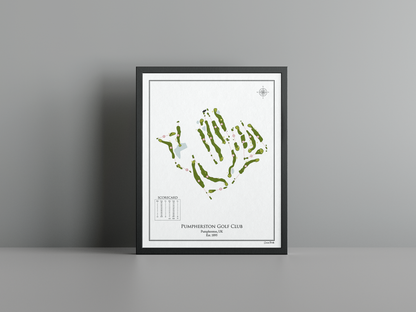 Pumpherston Golf Club golf course print, white frame