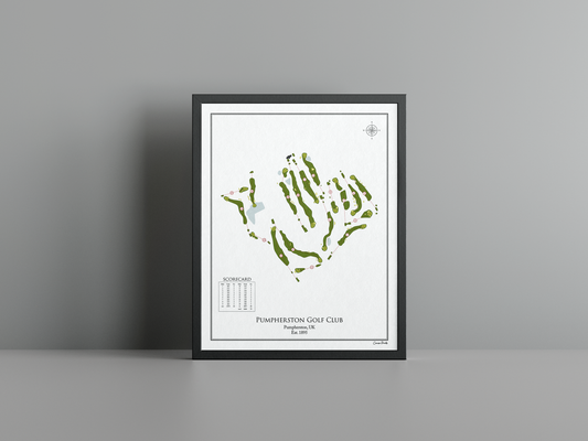 Pumpherston Golf Club golf course print, white frame