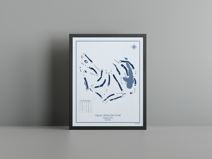 Quail Hollow Club golf course print, blue frame