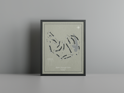 Quail Hollow Club golf course print, brown frame