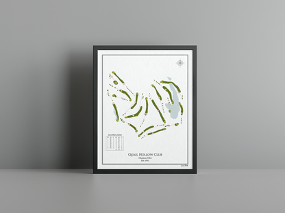 Quail Hollow Club golf course print, white frame