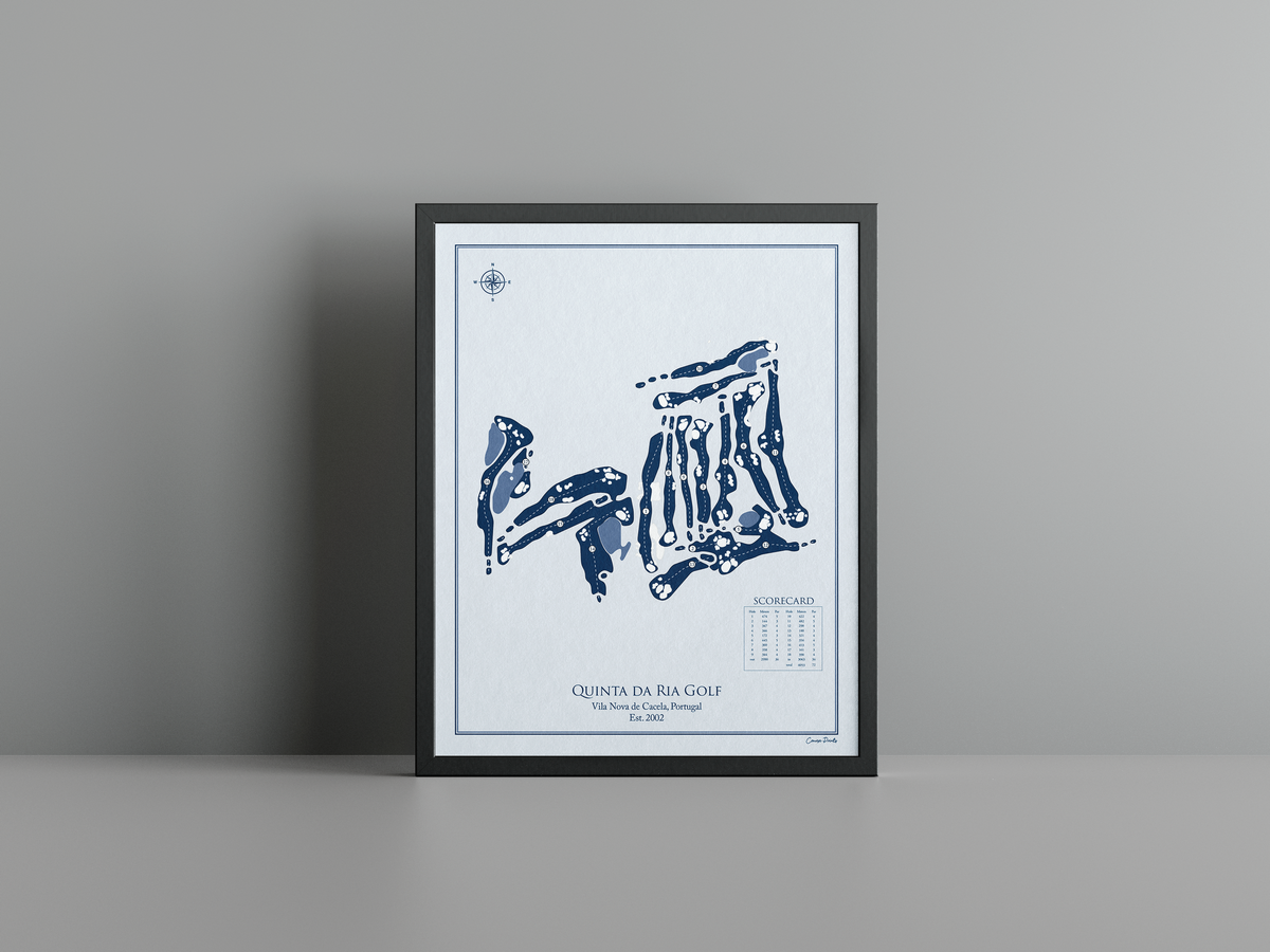 Quinta da Ria Golf golf course print, blue frame