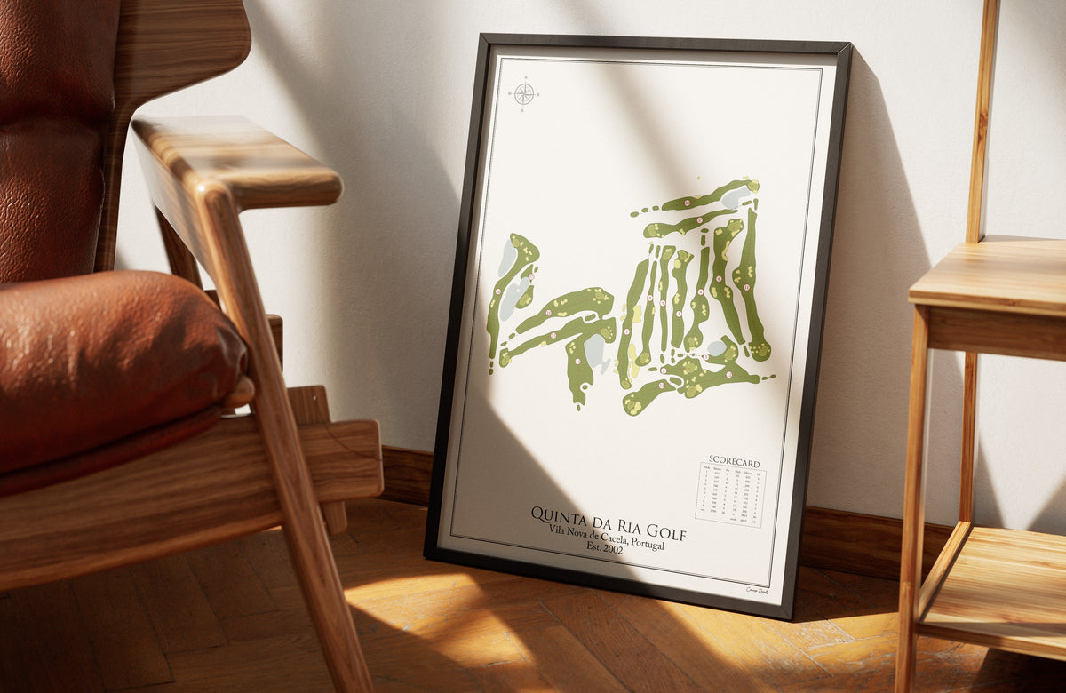 Quinta da Ria Golf golf course print, framed 50x70 black frame