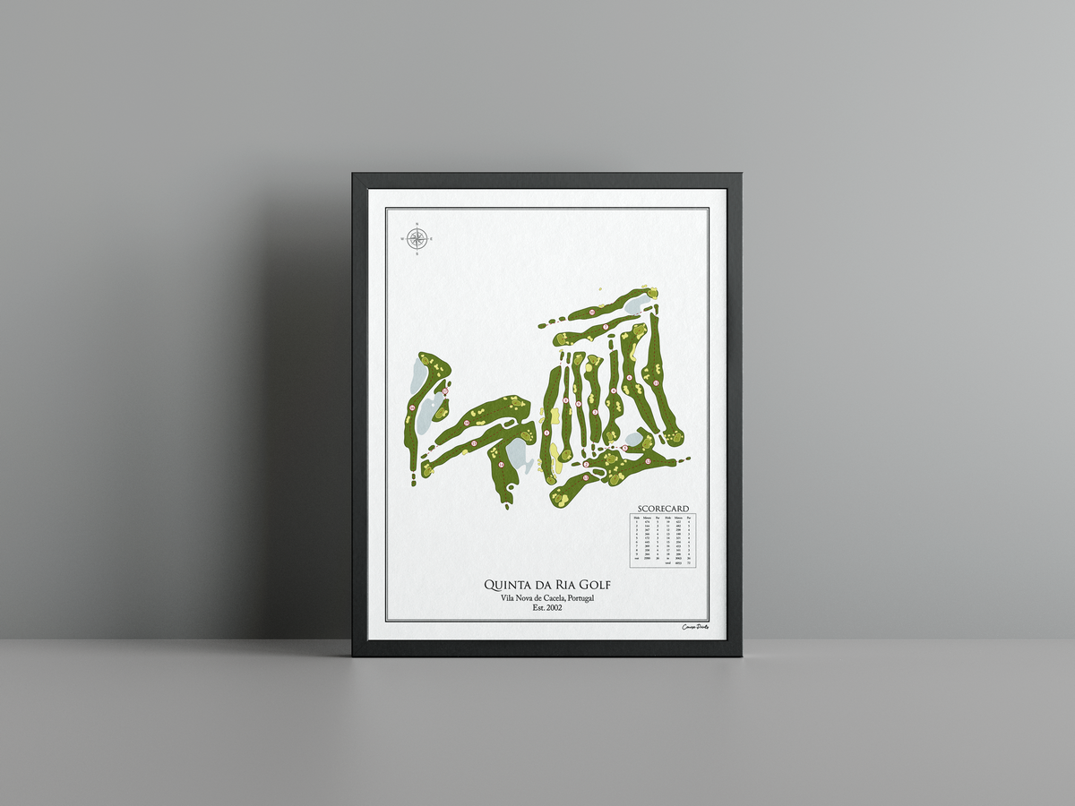 Quinta da Ria Golf golf course print, white frame