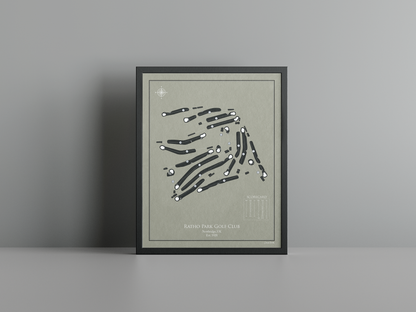Ratho Park Golf Club golf course print, brown frame