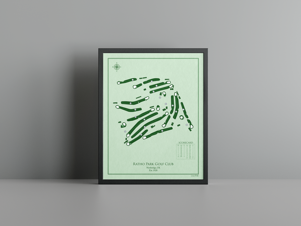 Ratho Park Golf Club golf course print, green frame
