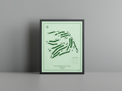 Ratho Park Golf Club golf course print, green frame