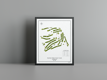 Ratho Park Golf Club golf course print, white frame