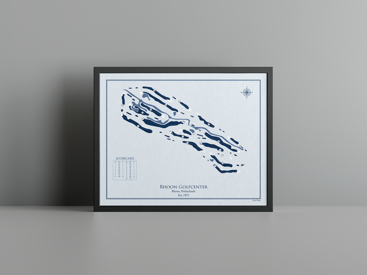 Rhoon Golfcenter golf course print, blue frame