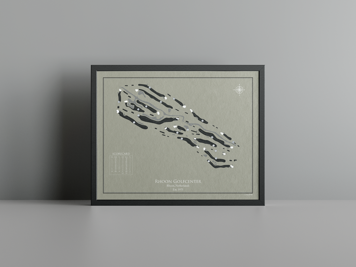 Rhoon Golfcenter golf course print, brown frame