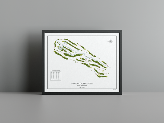 Rhoon Golfcenter golf course print, white frame