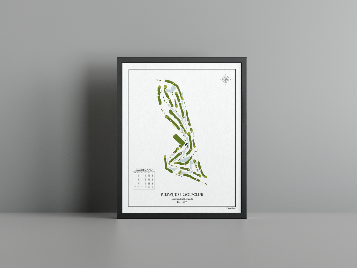 Rijswijkse Golfclub golf course print, white frame
