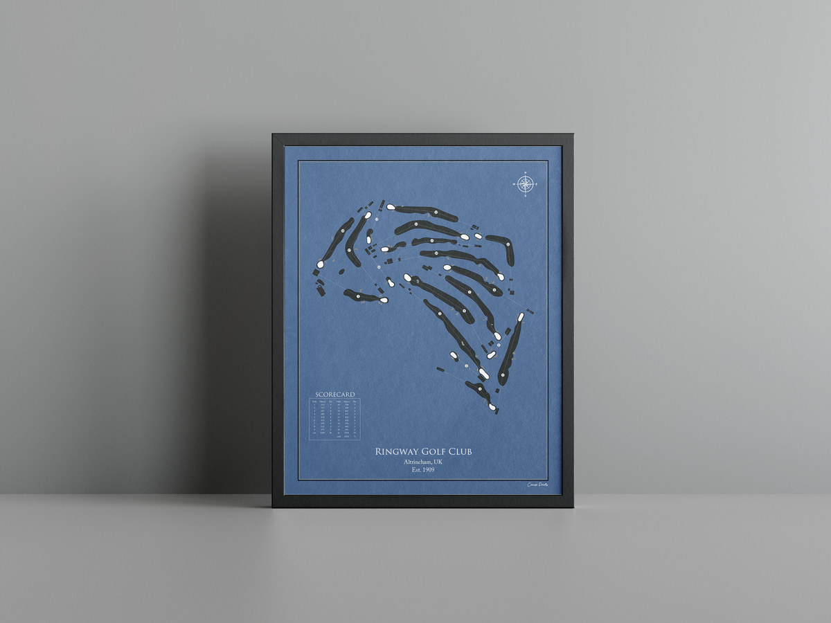Ringway Golf Club golf course print, navy frame