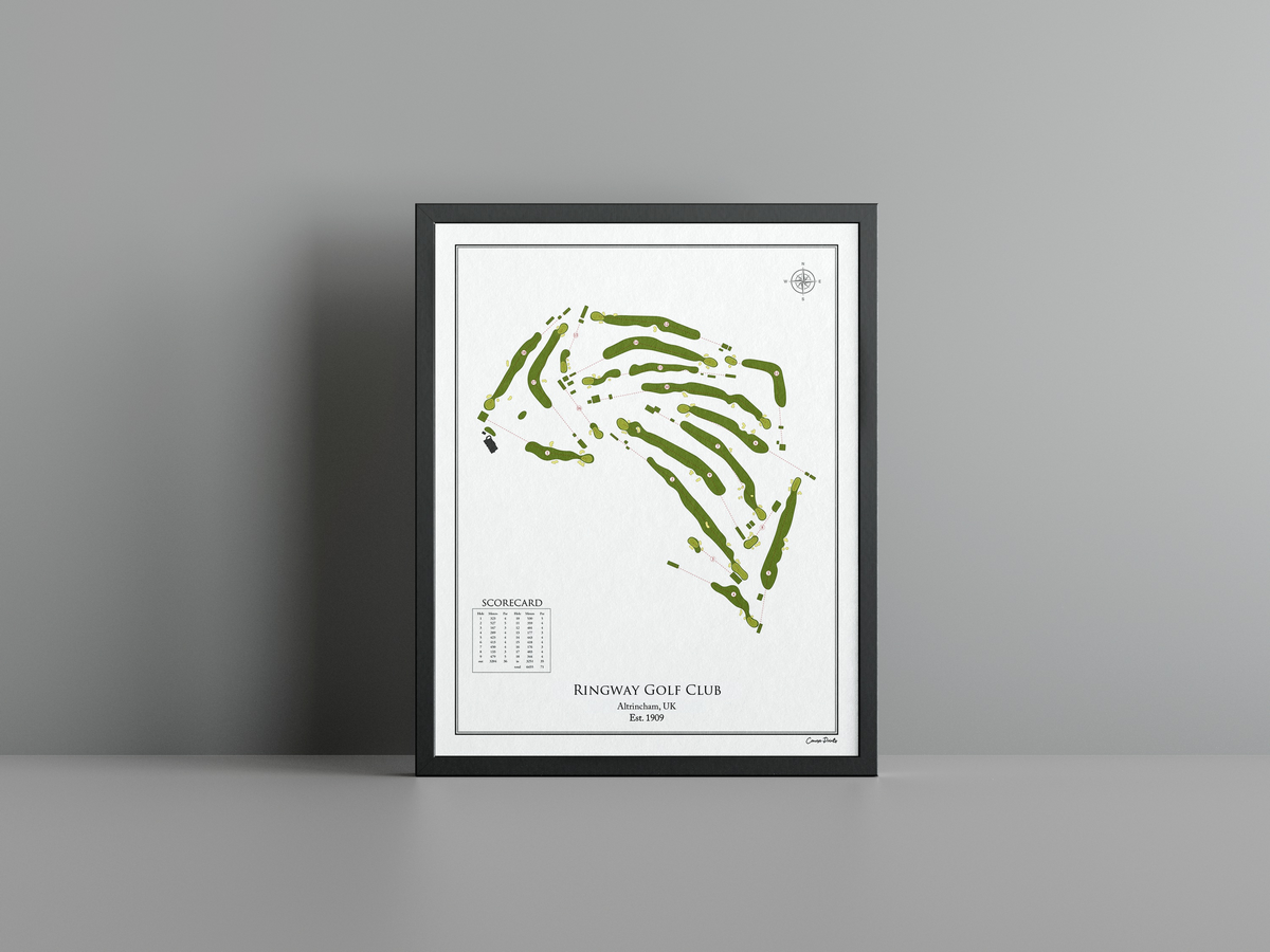 Ringway Golf Club golf course print, white frame