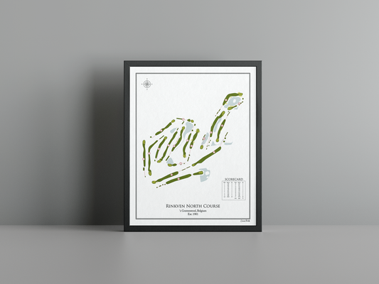 Rinkven North Course golf course print, white frame