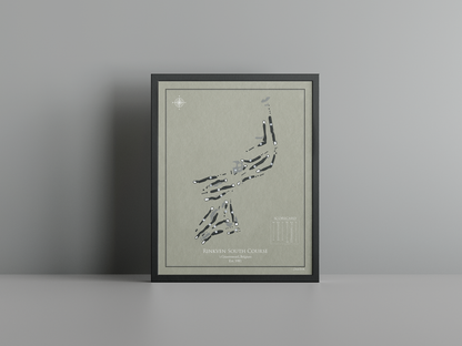 Rinkven South Course golf course print, brown frame