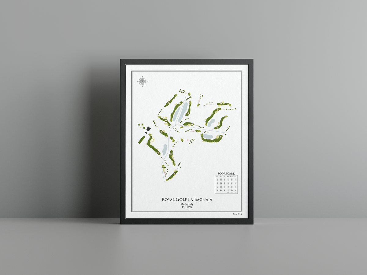 Royal Golf La Bagnaia golf course print, white frame