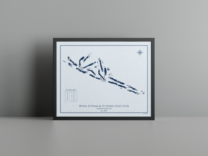 Royal Lytham & St Annes Golf Club golf course print, blue frame
