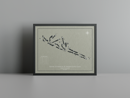 Royal Lytham & St Annes Golf Club golf course print, brown frame